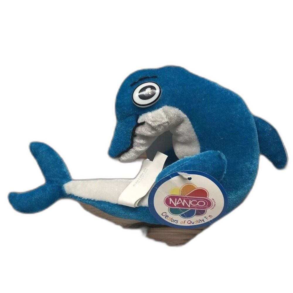 Nanco Blue Dolphin Plush Stuffed Animal Toy Vintage Marine Ocean 2003 Tagged 8"
